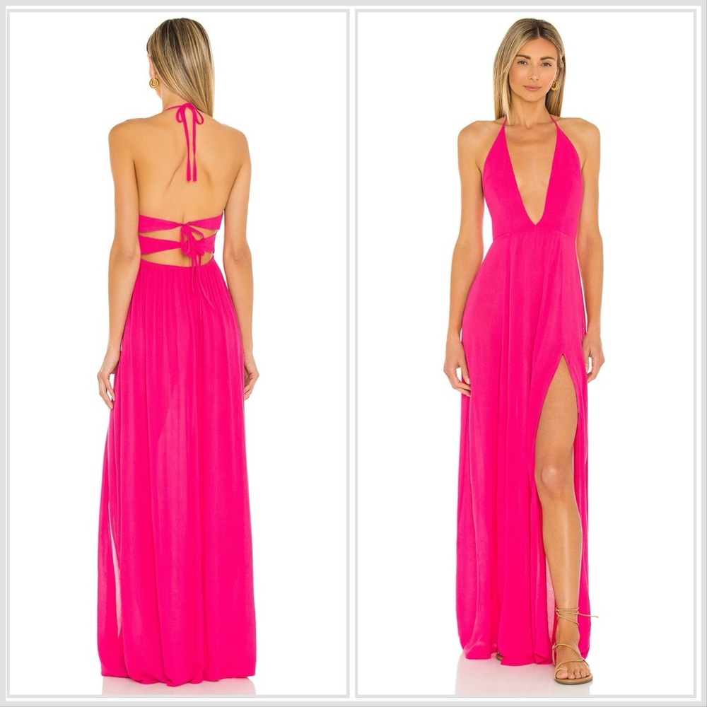 Superdown Revolve Fuchsia Pink Arina Maxi Dress